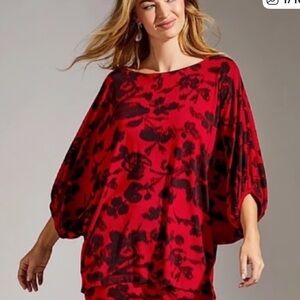 Bryn Walker Red and Black Floral Tunic